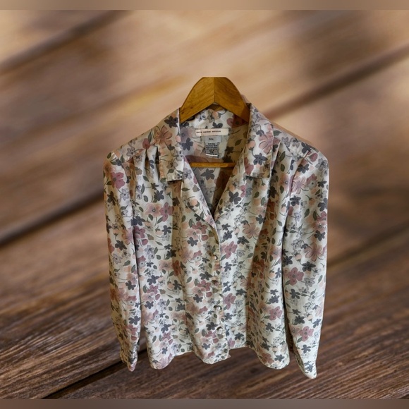 María caridad González petite Women's Long Sleeve Floral Blouse Multicolor 6 P - Picture 3 of 16